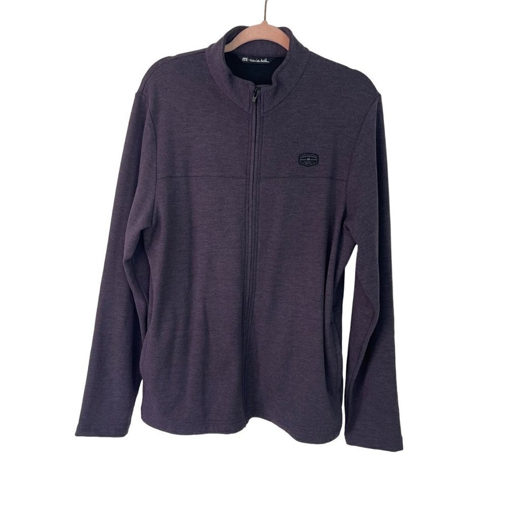 Travis Mathew Mens Jacket Size Meduim Purple Long Sleeve Full Zip Pockets Golf